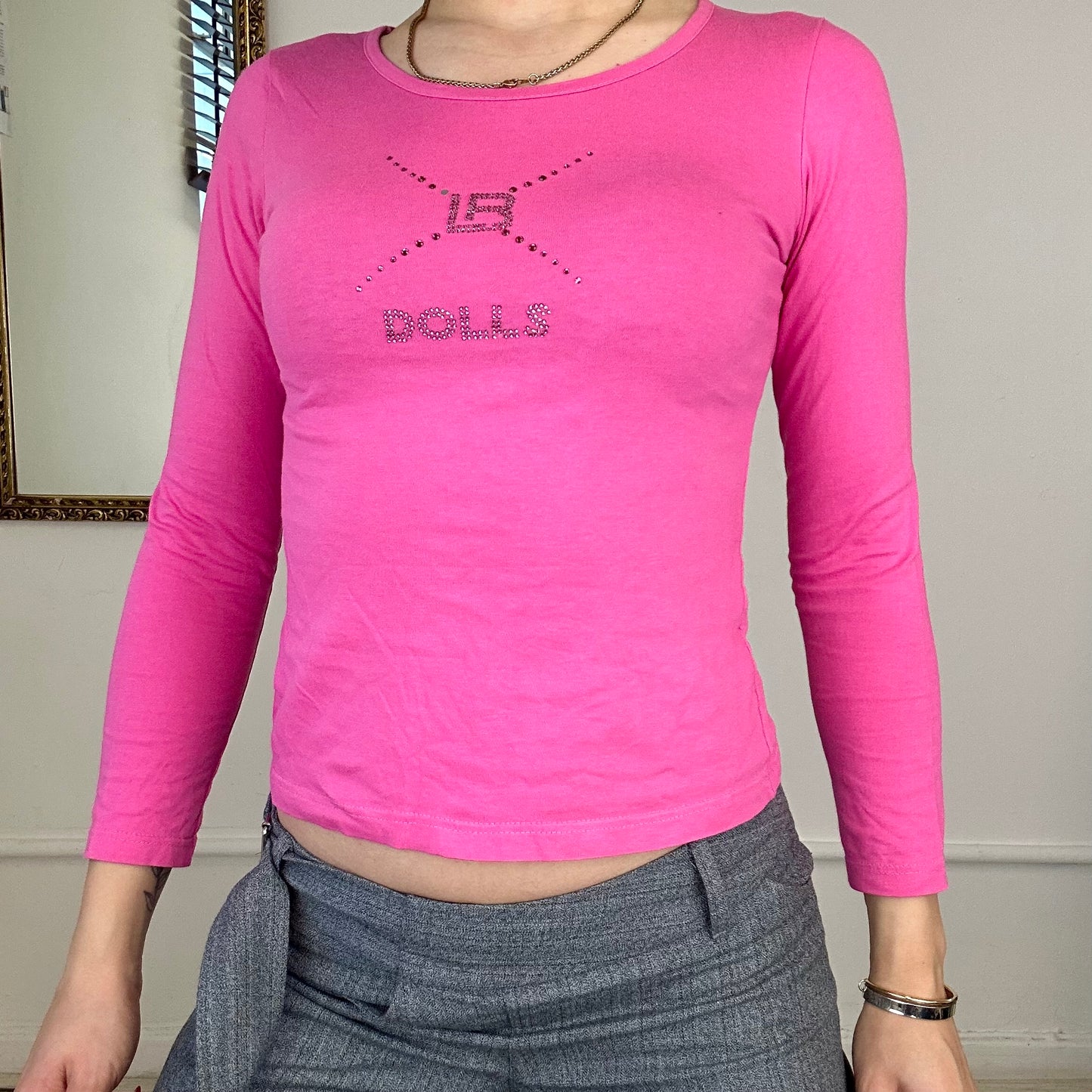 2000's laura biagiotti hot pink long sleeve top