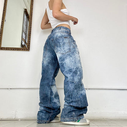 Energie bleach wash baggy jeans