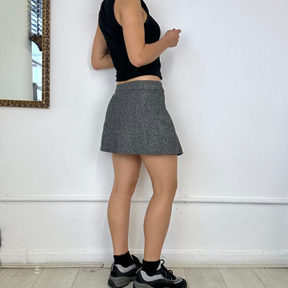 grey pleated wrap mini skirt