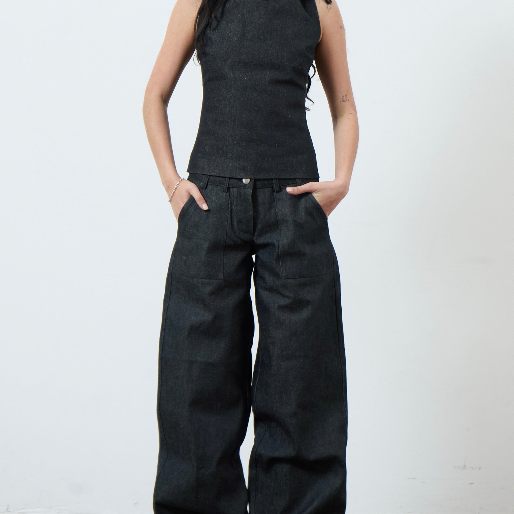 slouch jean - dark grey denim