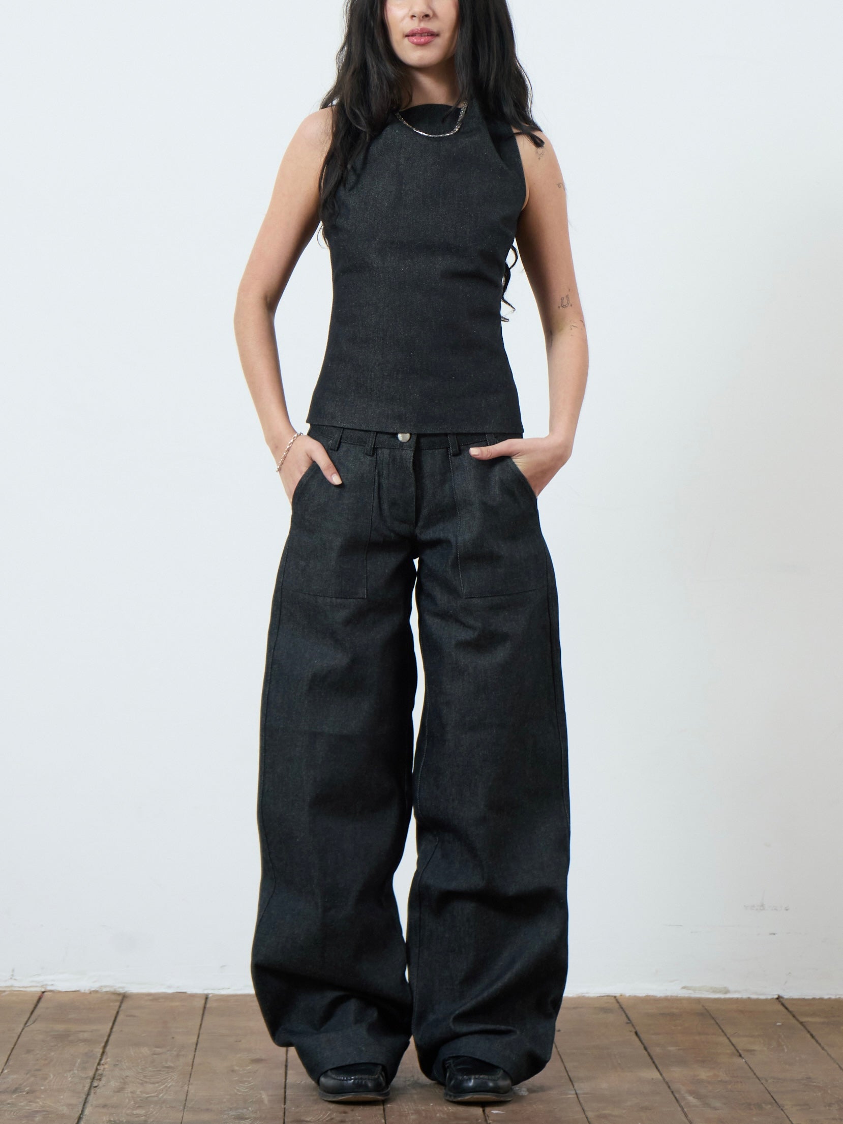 slouch jean - dark grey denim