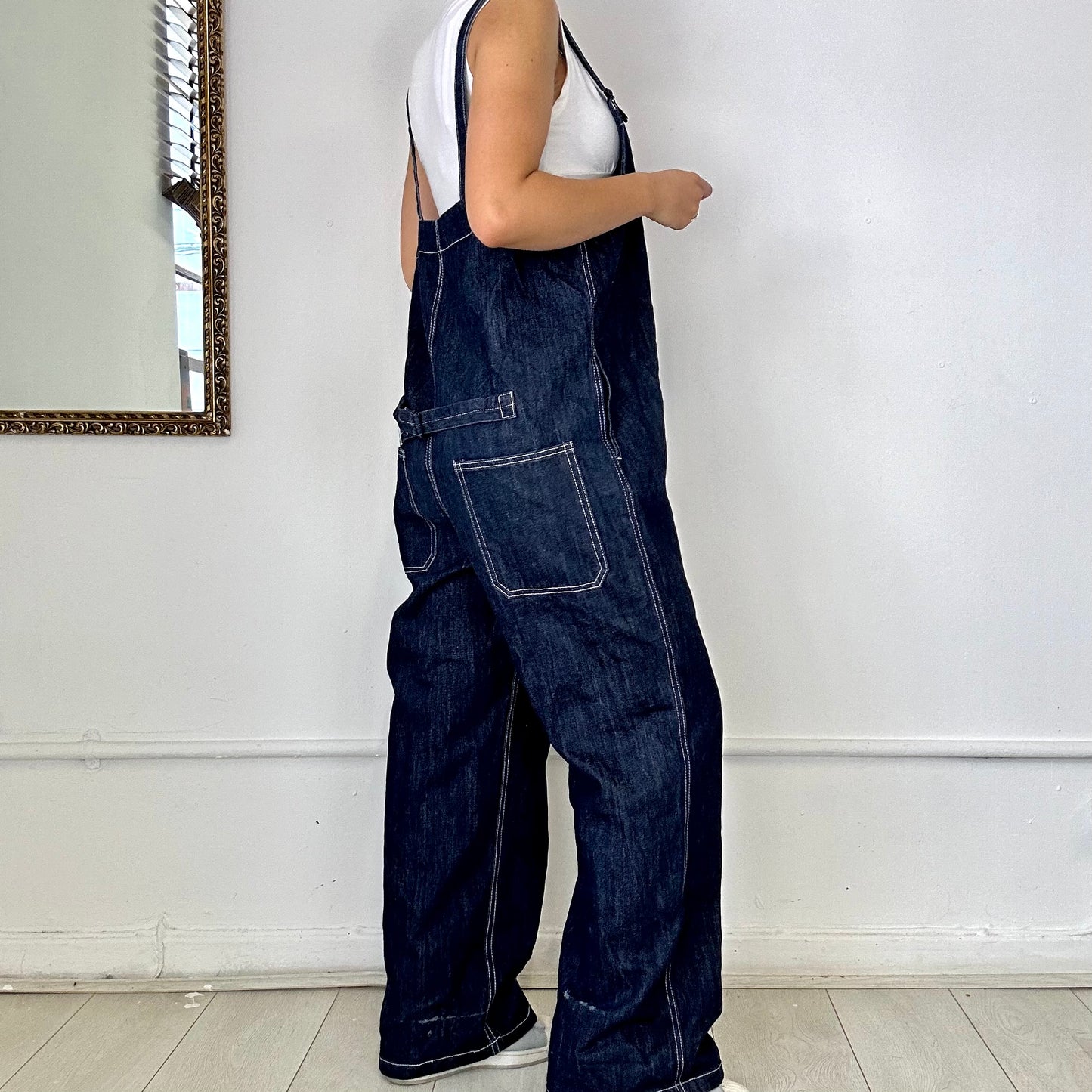 dark denim zip up dungarees