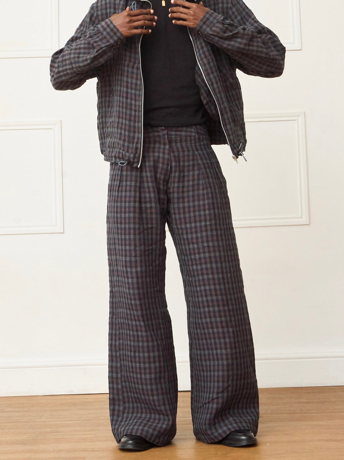 parker trouser - gingham linen