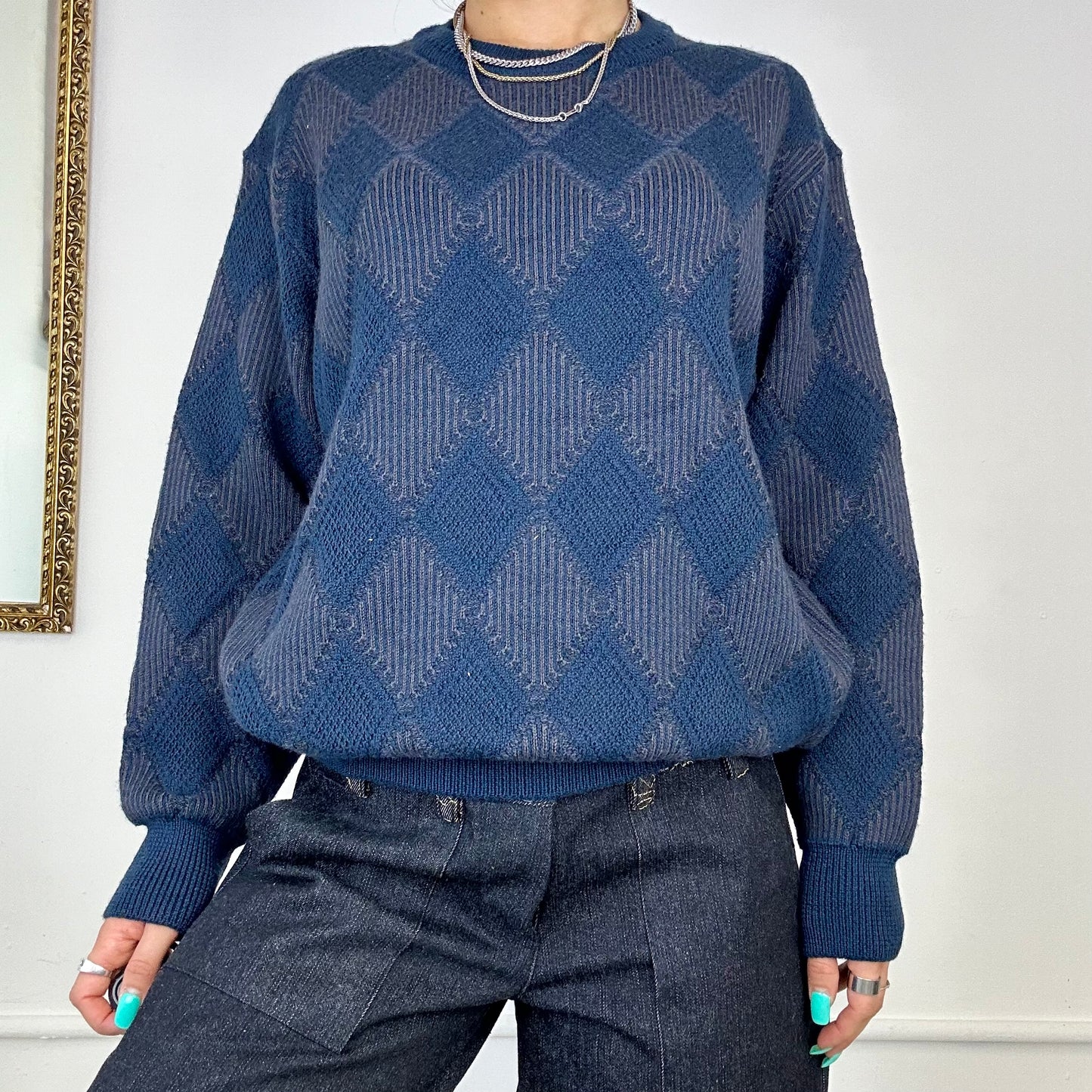 vintage blue knitted jumper