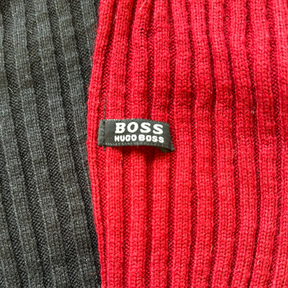 hugo boss red and black zip up knit jumper