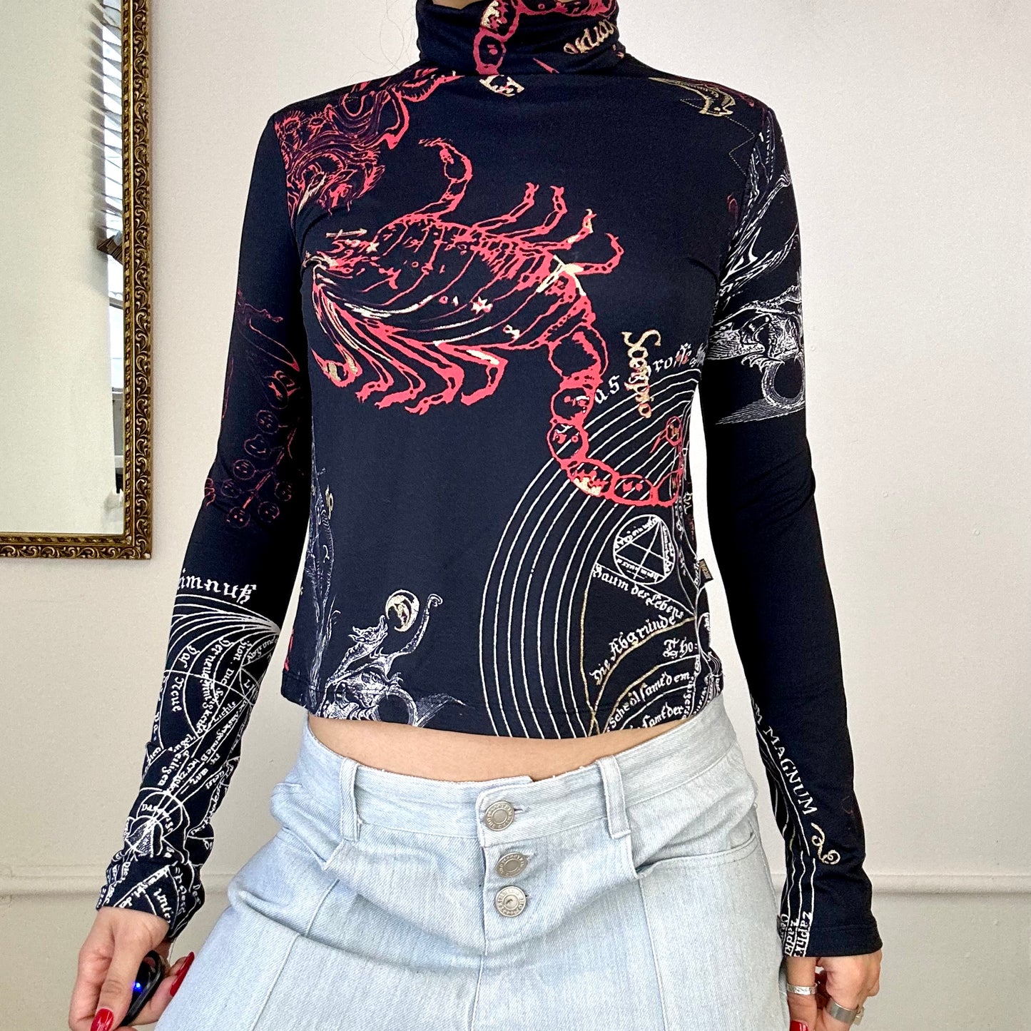 just cavalli graphic print patterned turtleneck top