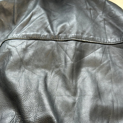 black leather bomber jacket