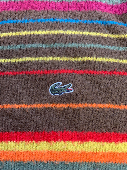 lacoste colourful zip up knitted jumper