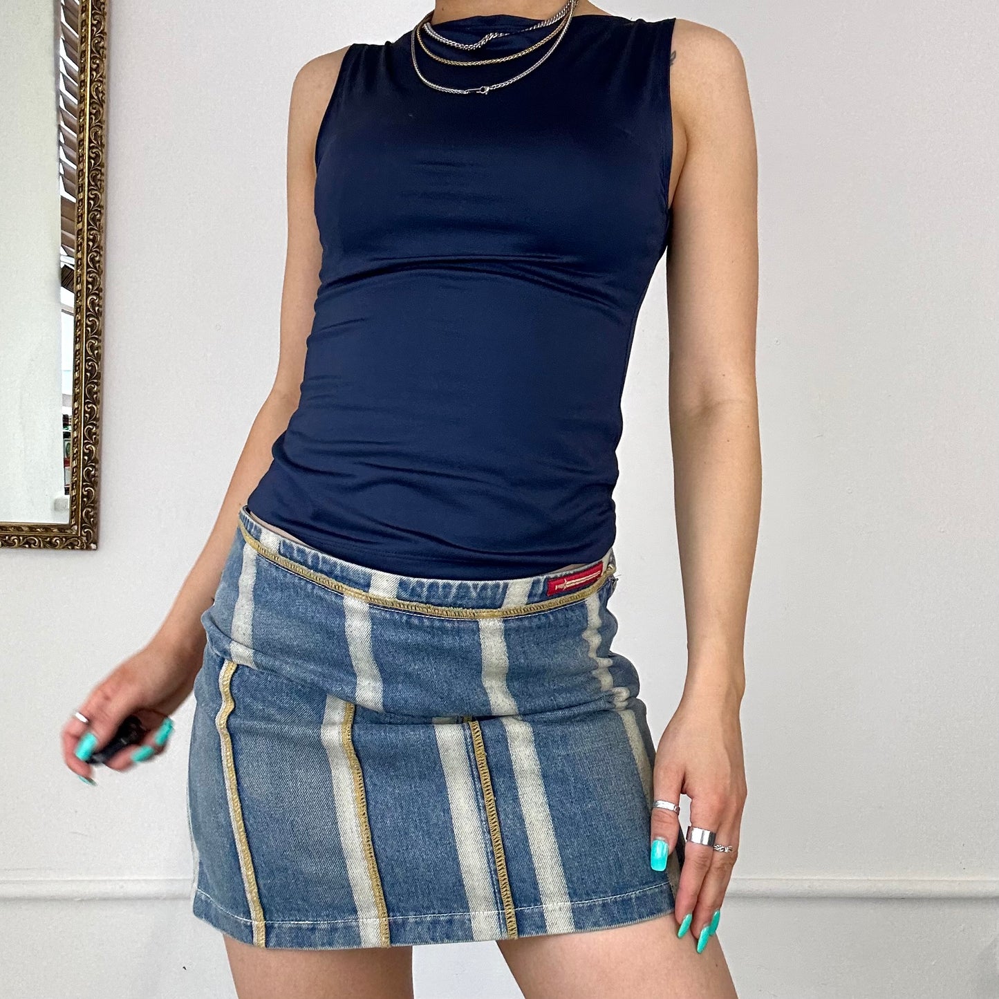 2000's diesel striped mini skirt