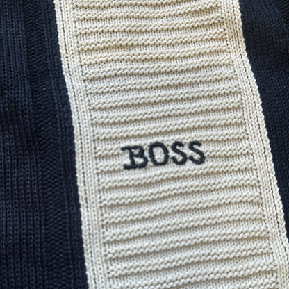 vintage navy textured hugo boss knit jumper