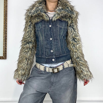 00’s faux fur miss sixty denim jacket