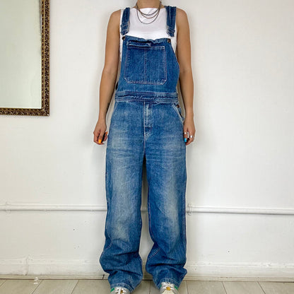 mid wash baggy dungarees