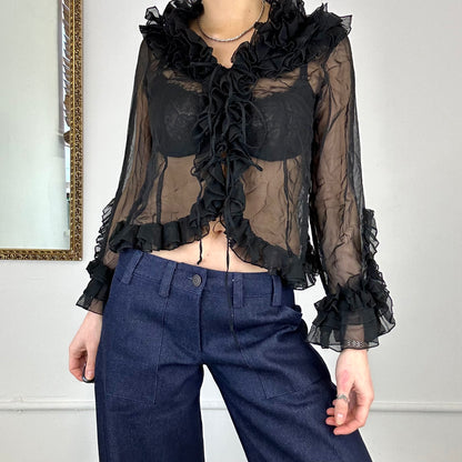 90’s black sheer blouse