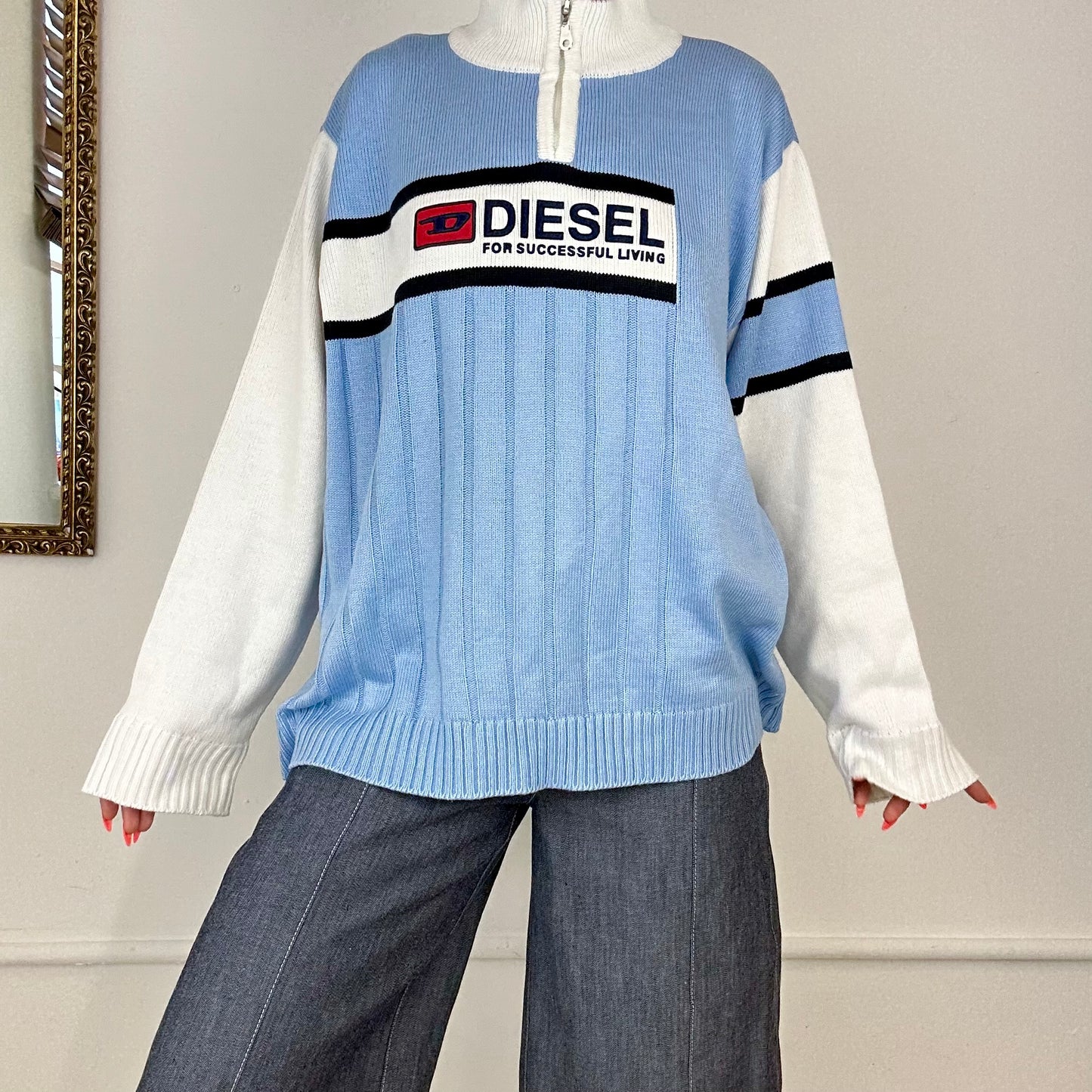 light blue diesel knitted jumper