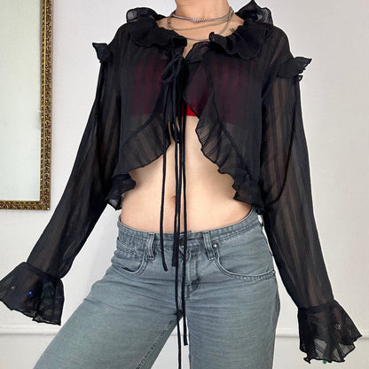 90’s black sheer blouse