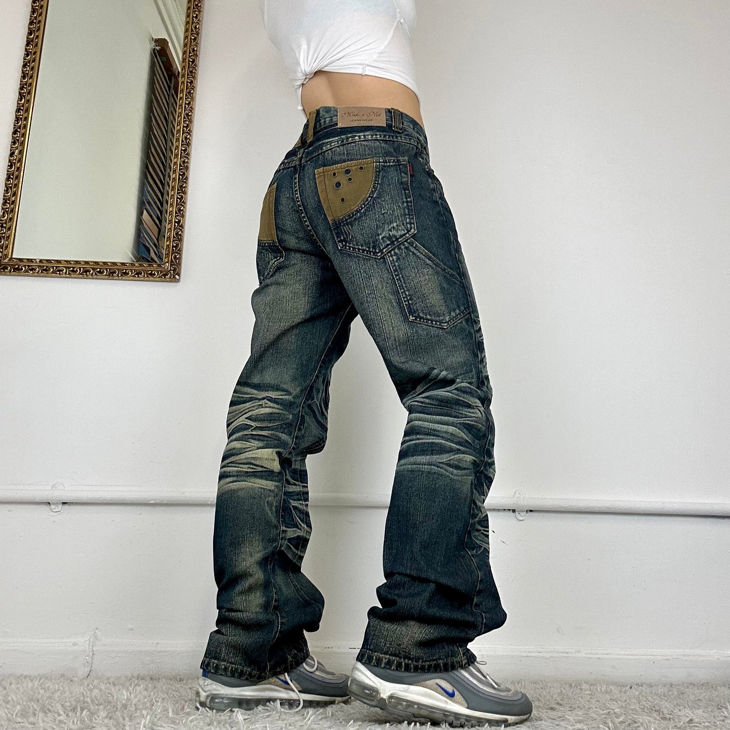 two tone cargo jeans