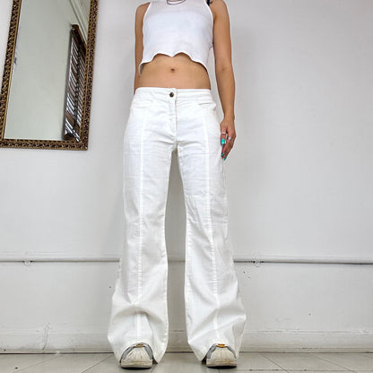 baggy flared white jeans