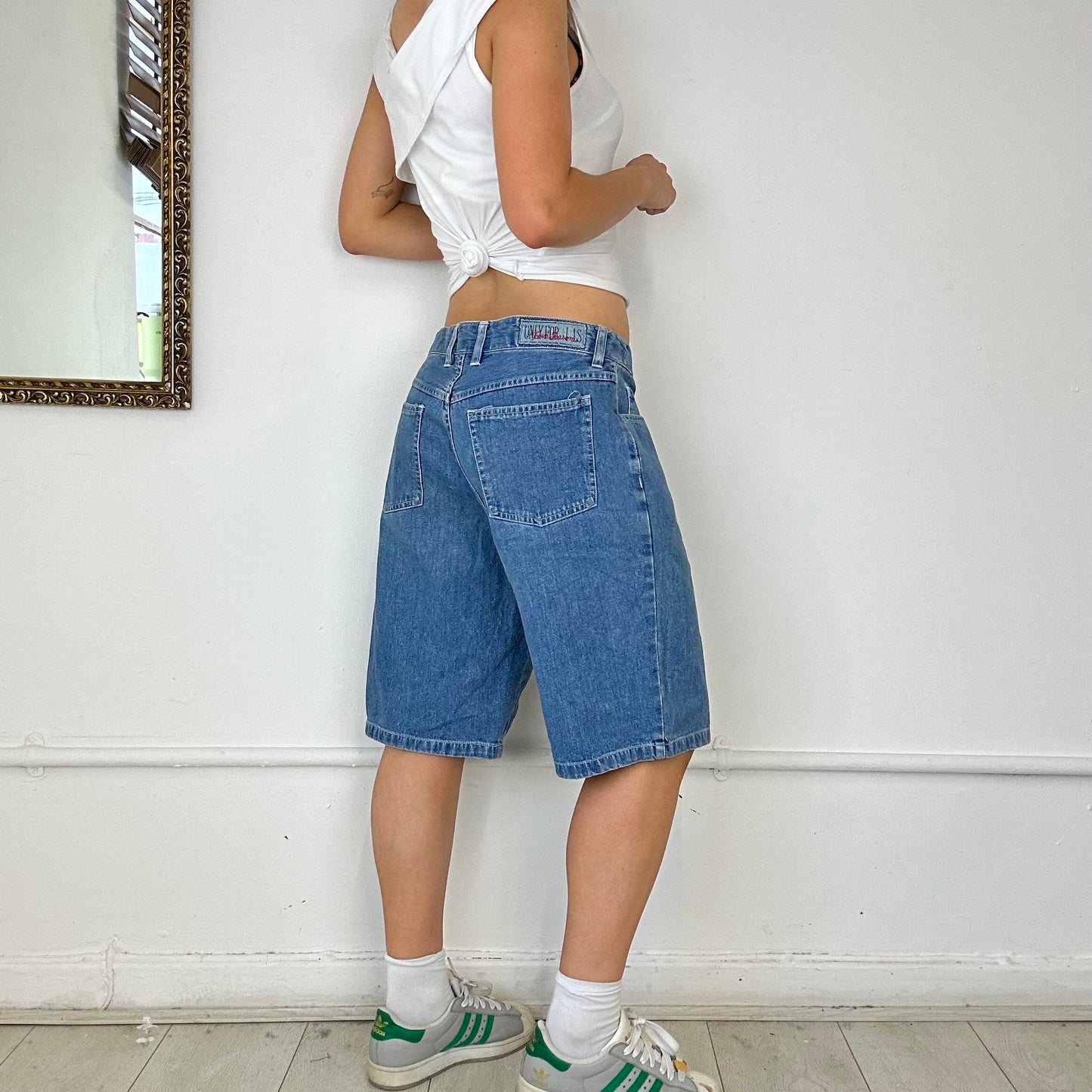 vintage mid wash denim shorts