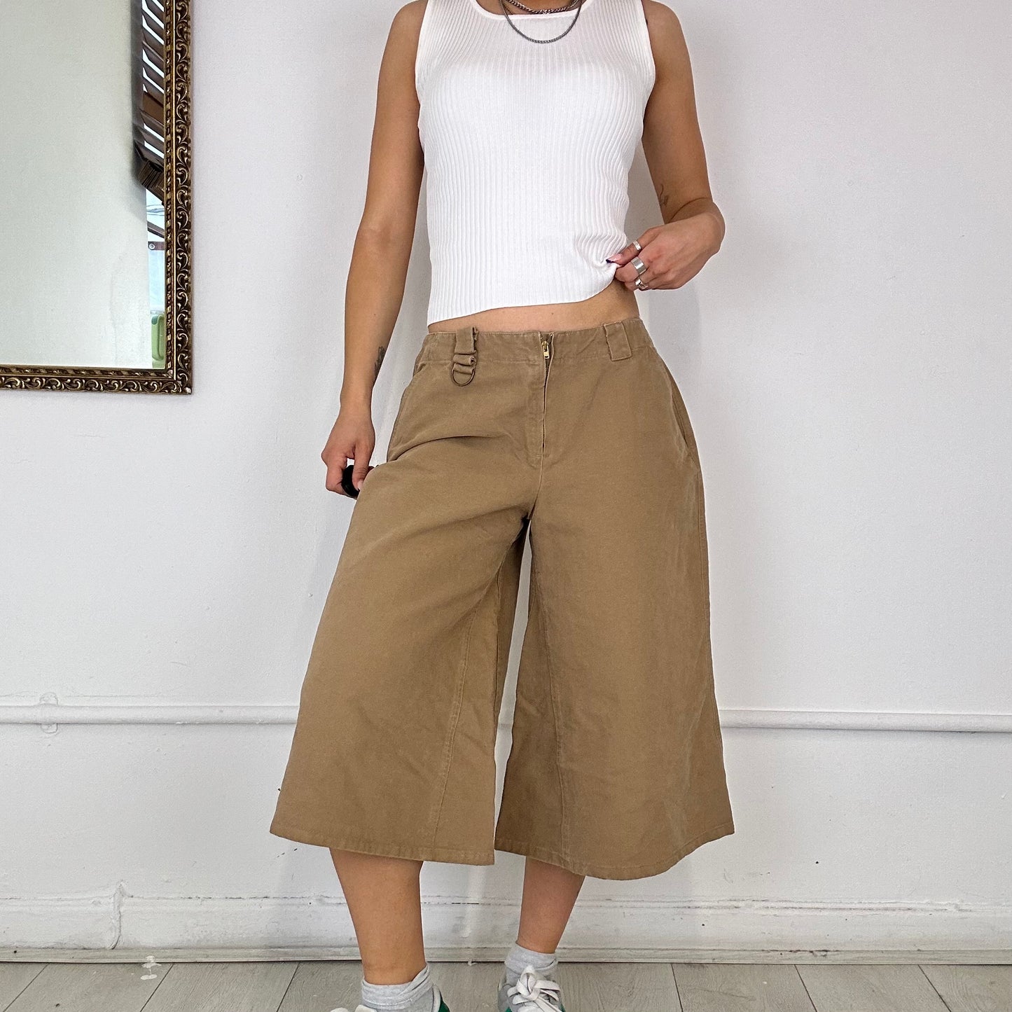 brown baggy wide leg shorts