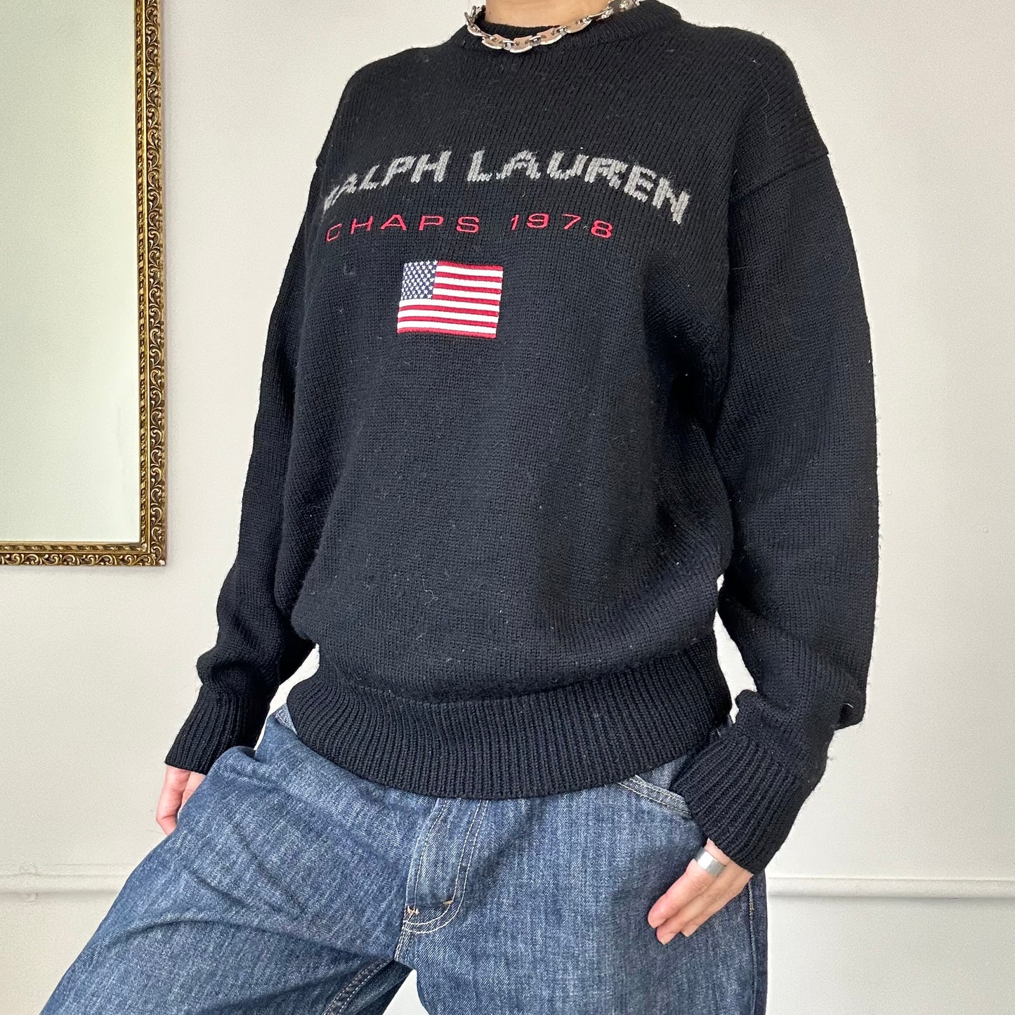 black vintage ralph lauren jumper