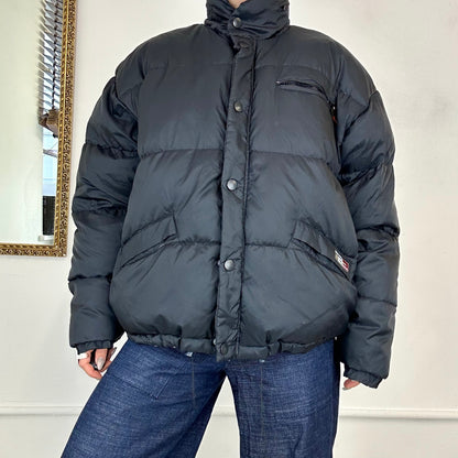 vintage black puffer coat