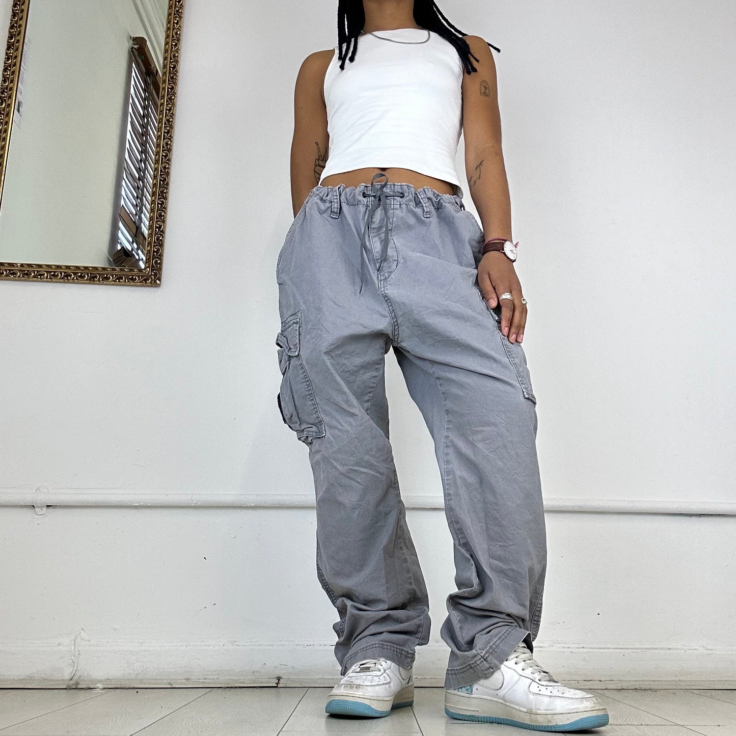 grey vintage cargo trousers