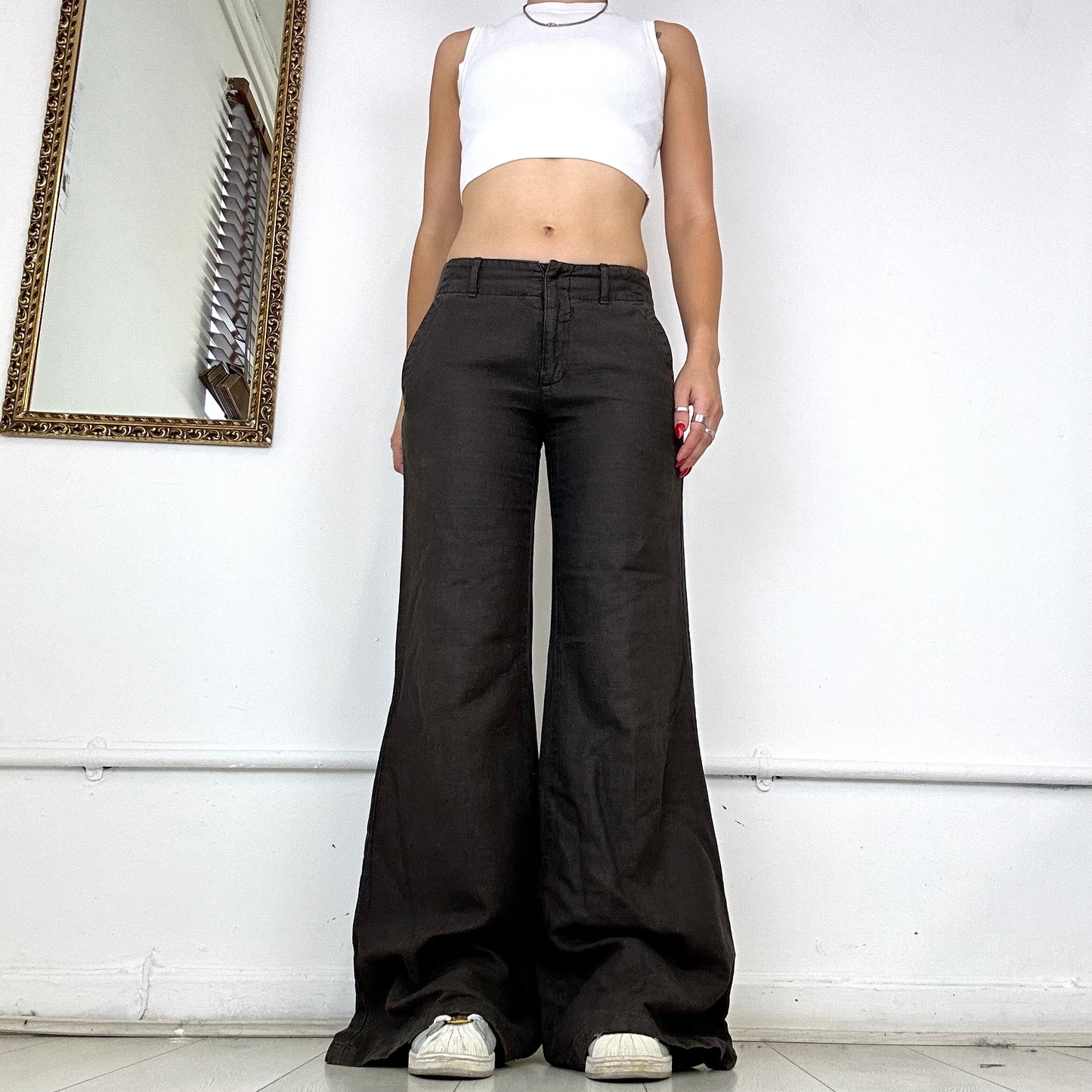 Miss Sixty brown cotton wide leg  trousers