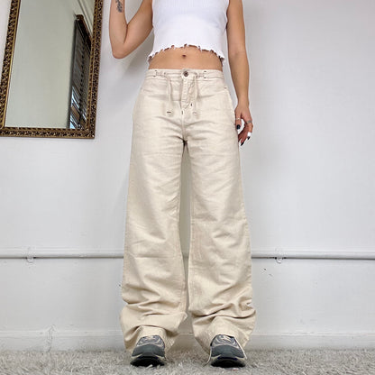 wide leg cream cargo trousers