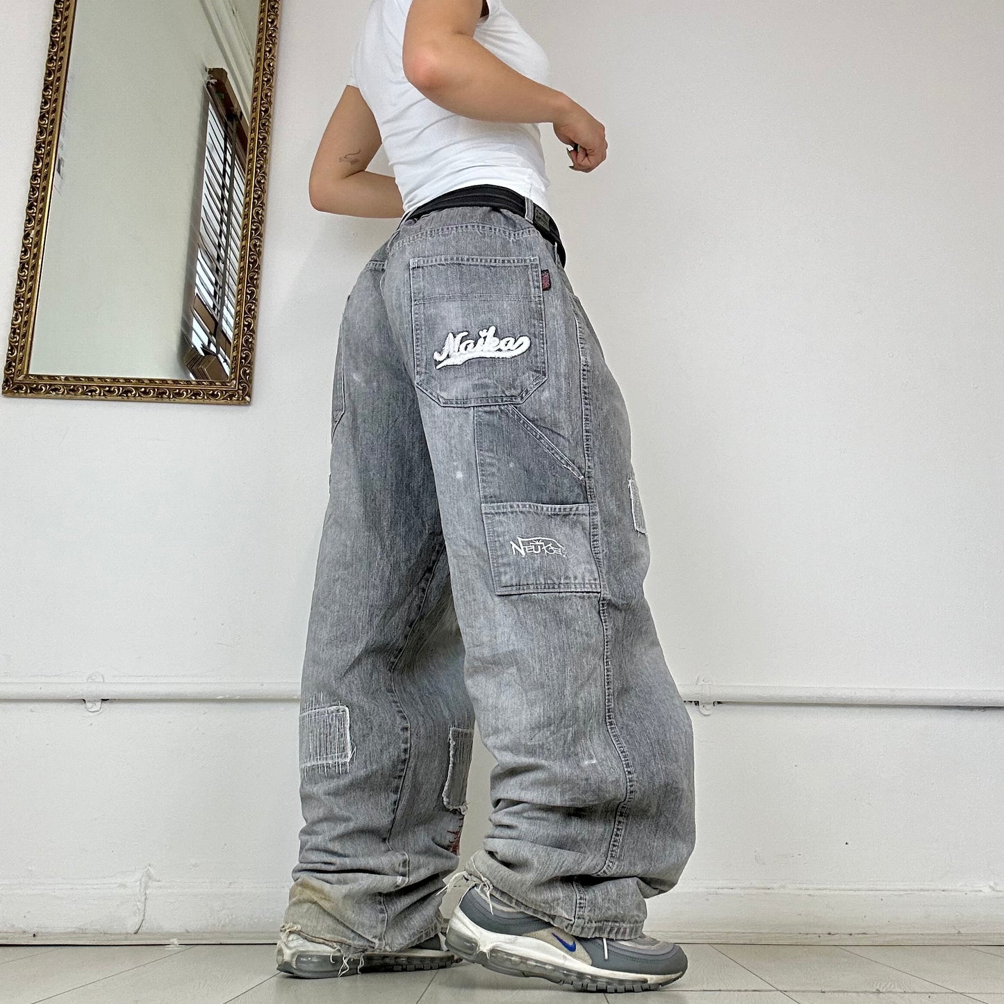 90’s washed grey baggy jeans