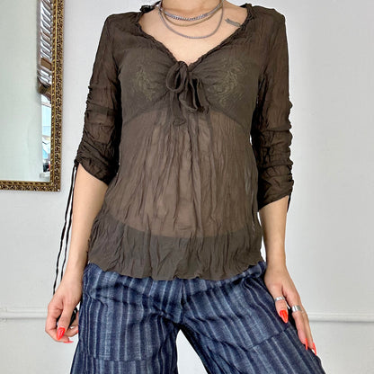 sheer brown blouse by espirit