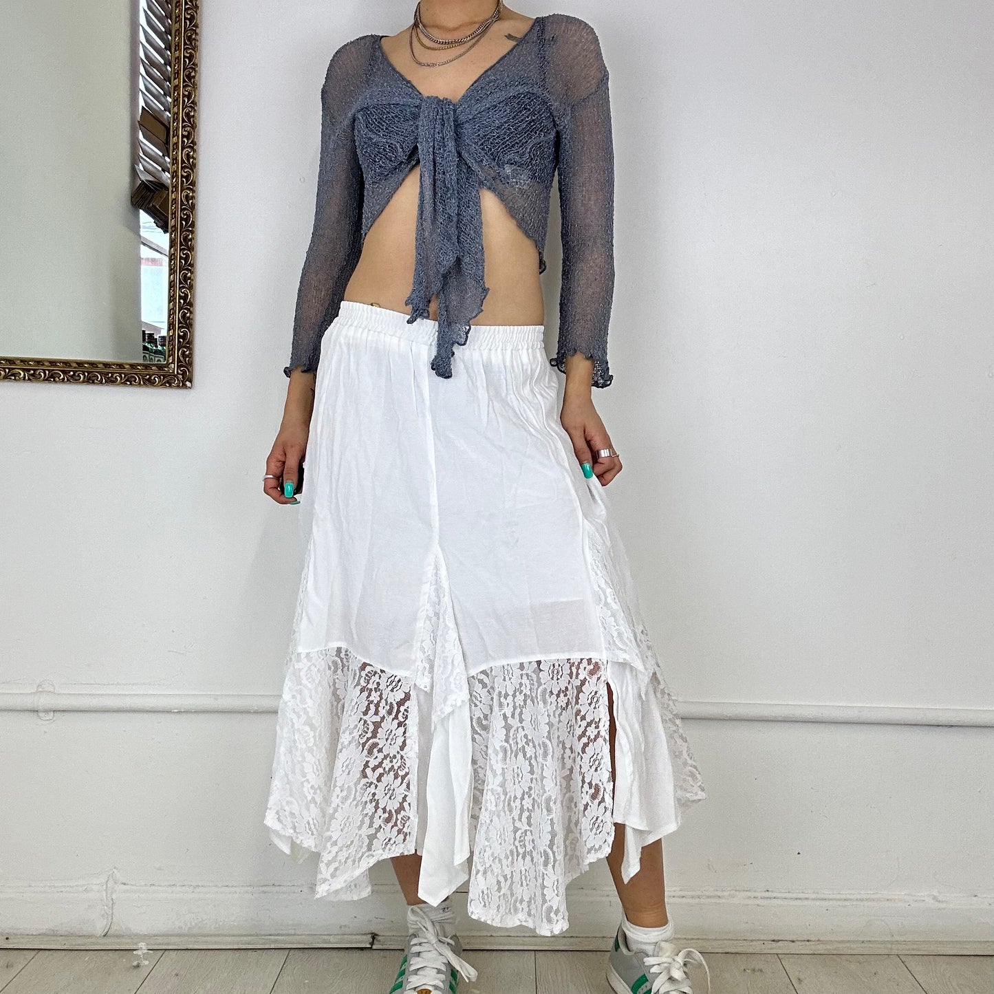 white lace maxi skirt