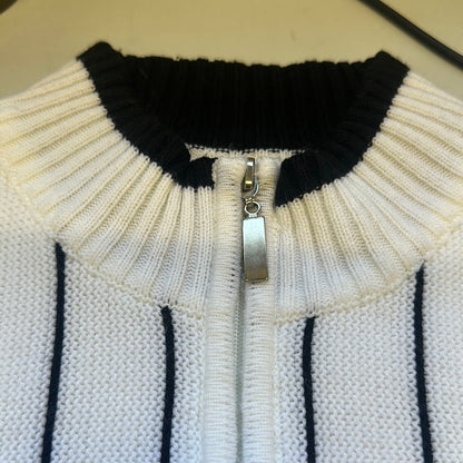 vintage white striped lacoste zip up jumper