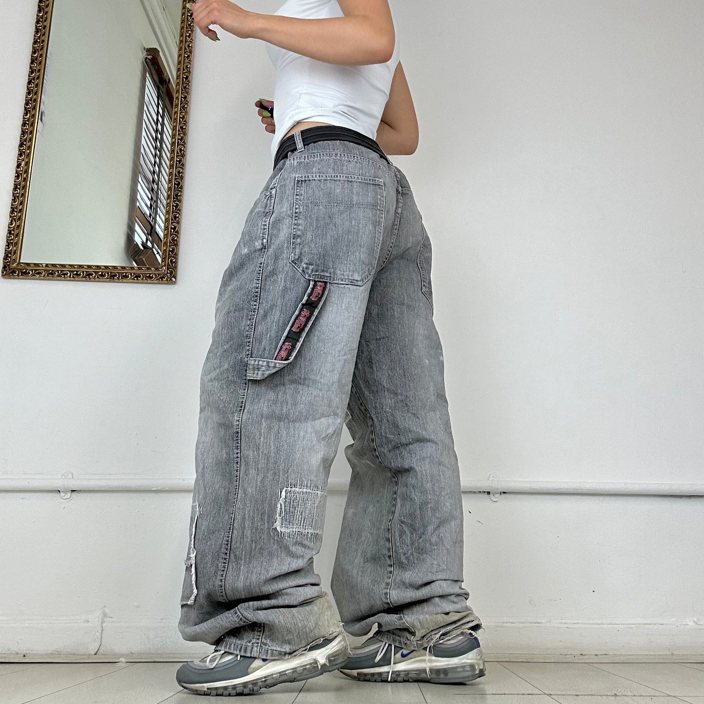 90’s washed grey baggy jeans