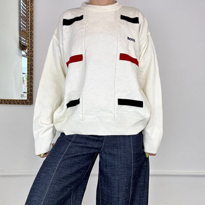 vintage white hugo boss knitted jumper