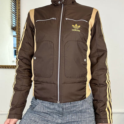 vintage adidas brown puffer jacket