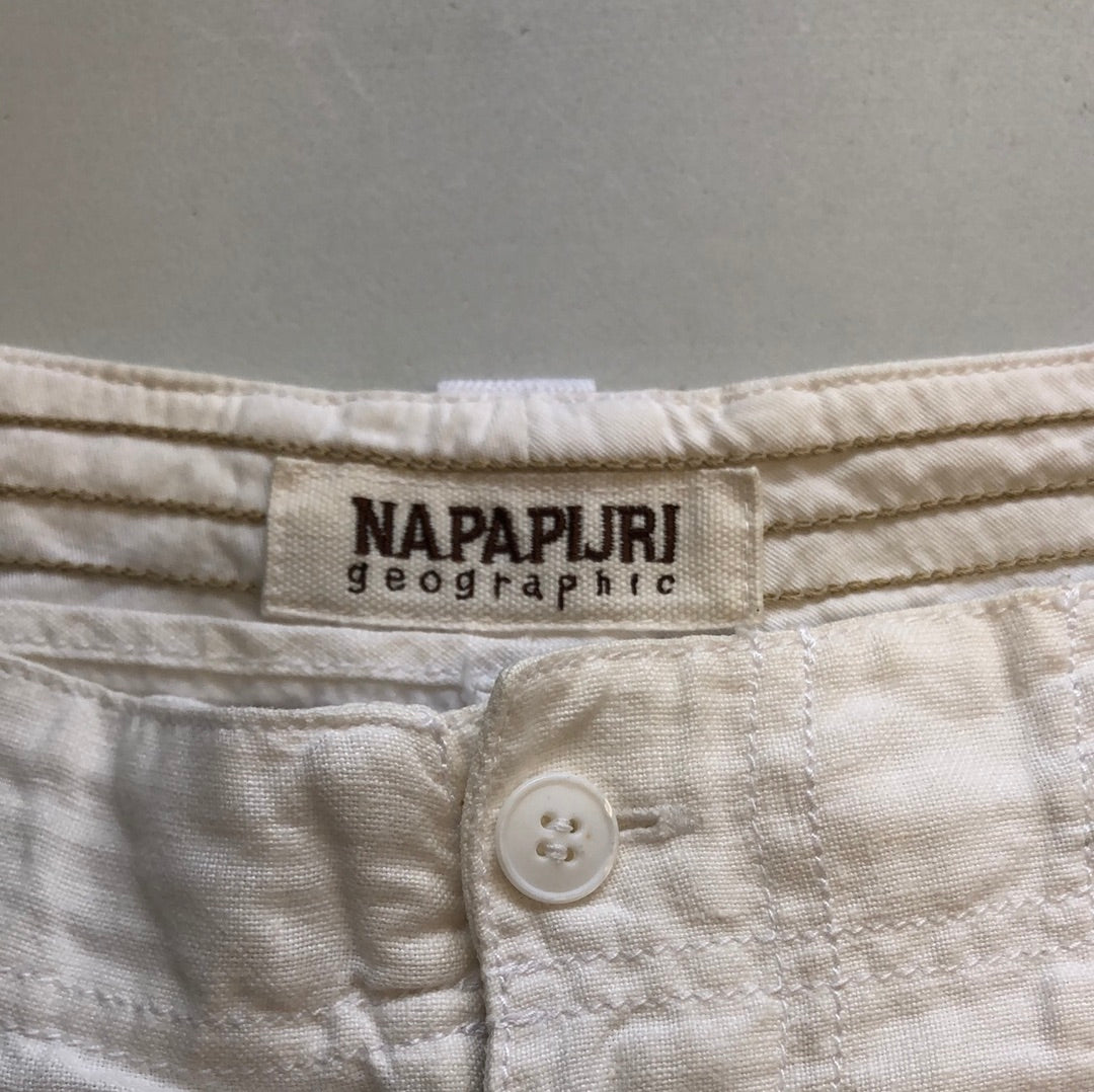 napapijri white linen trousers