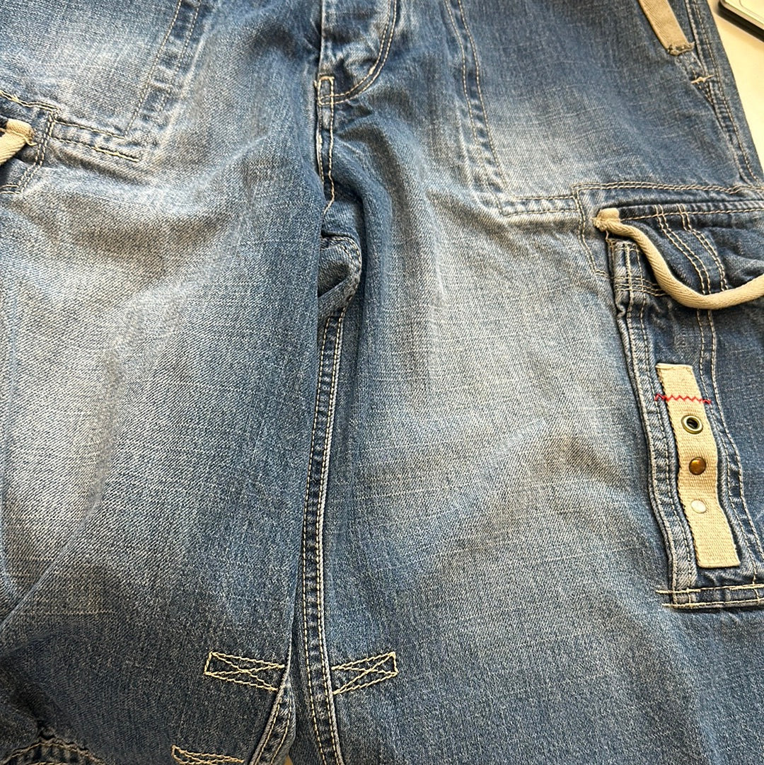 denim baggy cargo shorts