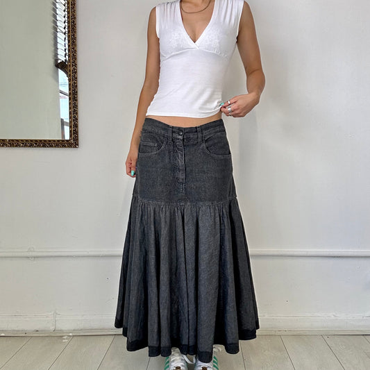 vintage moschino grey denim maxi midi skirt