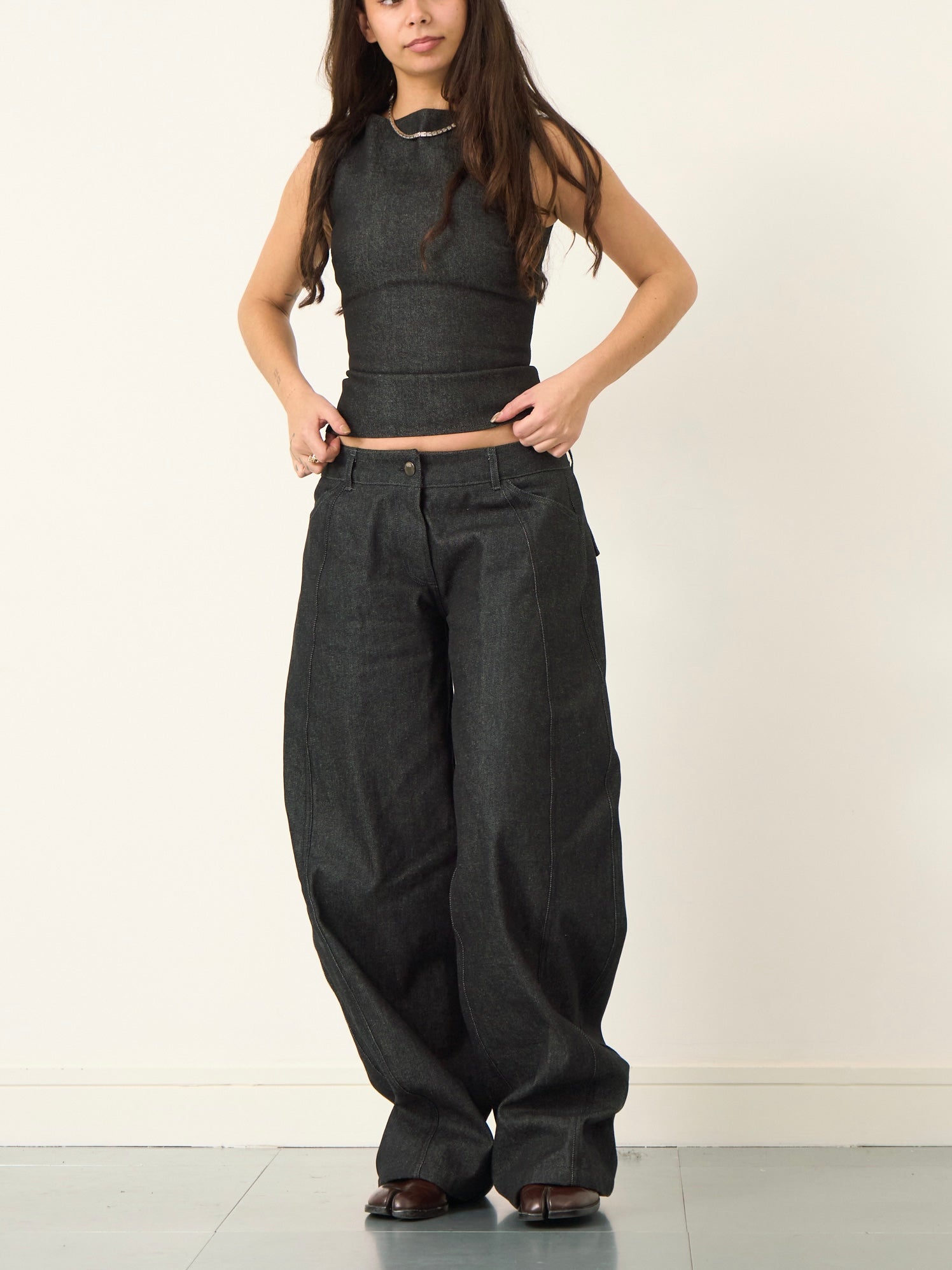 balloon jean - dark grey denim