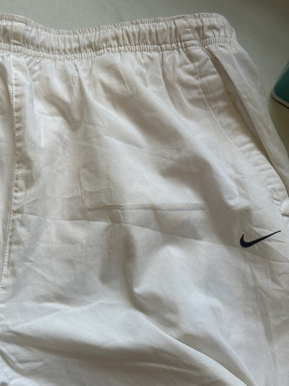 baggy white nike track shorts