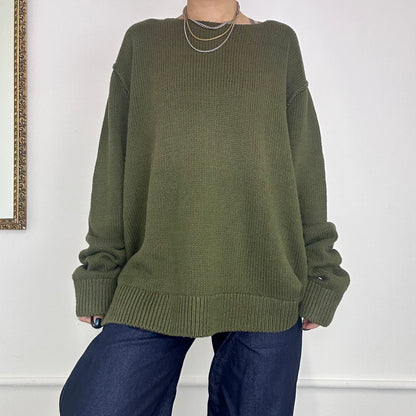 baggy khaki knit jumper by tommy hilfiger