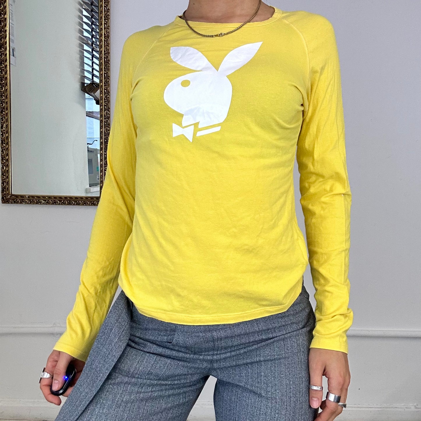 yellow playboy long sleeve top