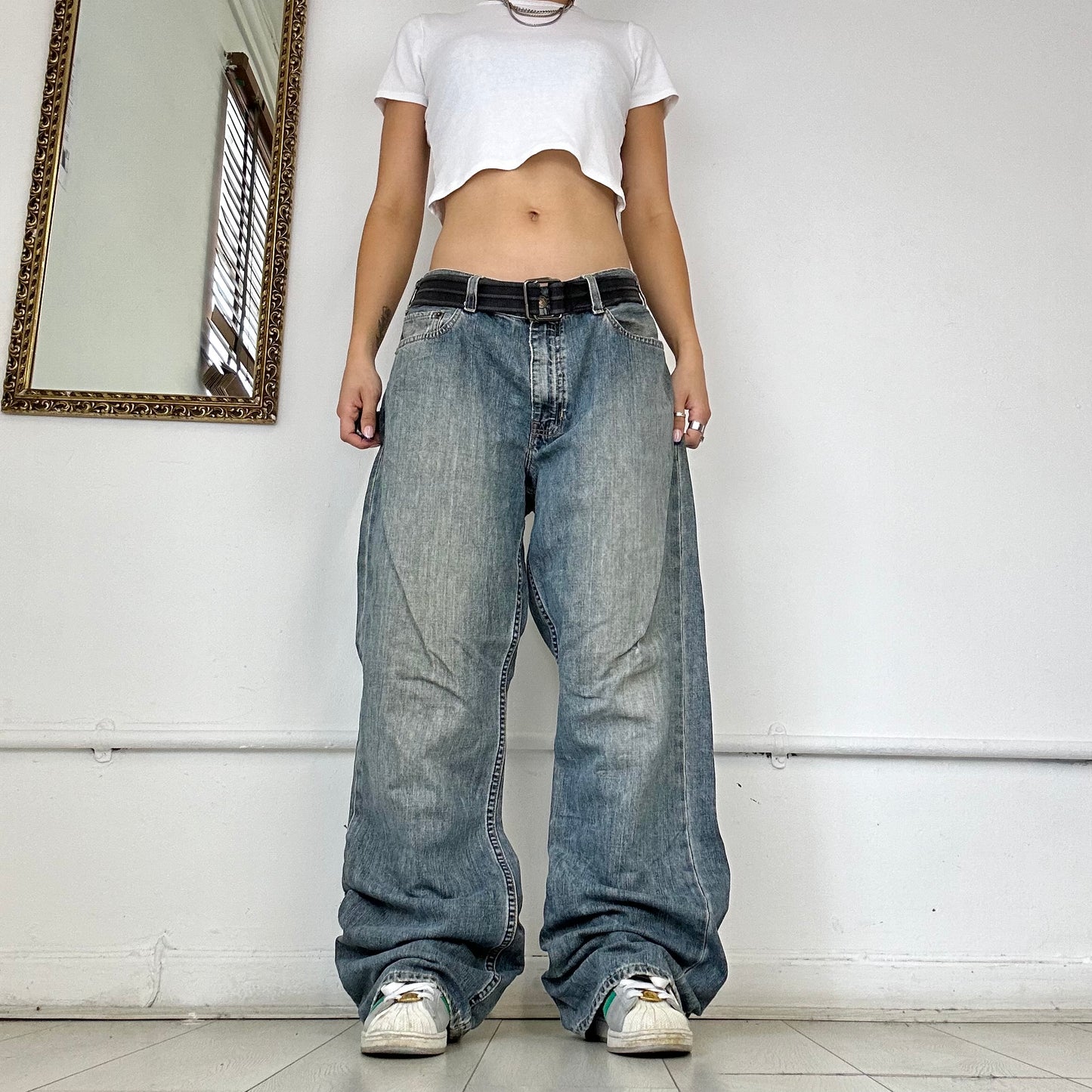 baggy light wash jeans