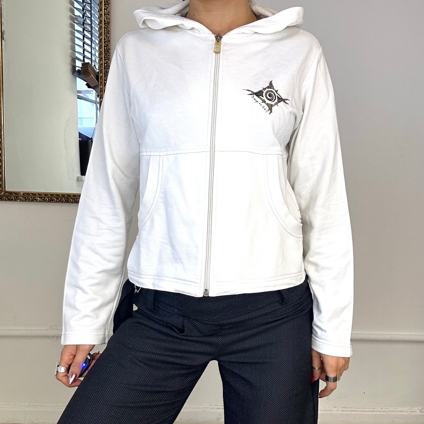 2000's scorpion bay white zip up hoodie