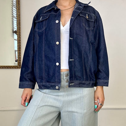 90's overgame dark denim embroidered jacket