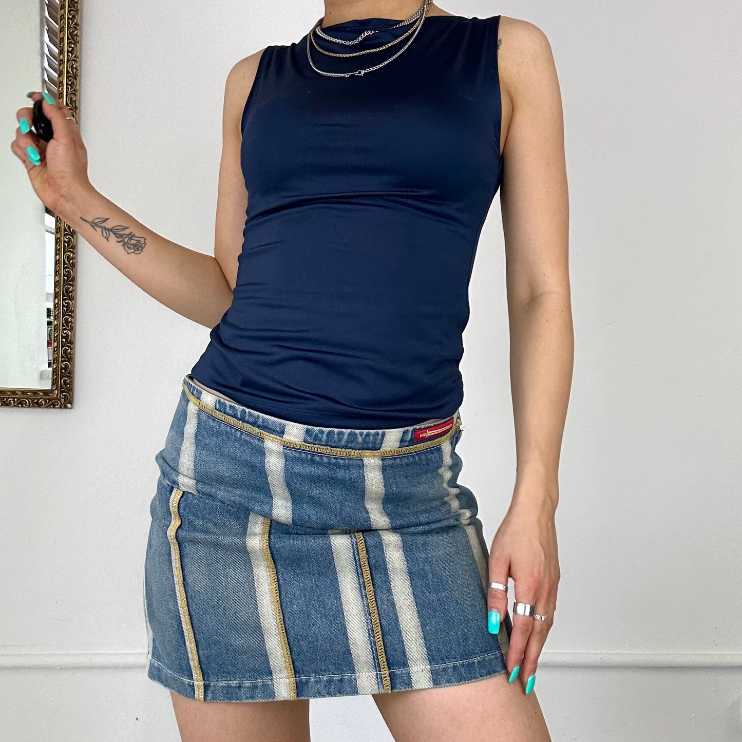 2000's diesel striped mini skirt