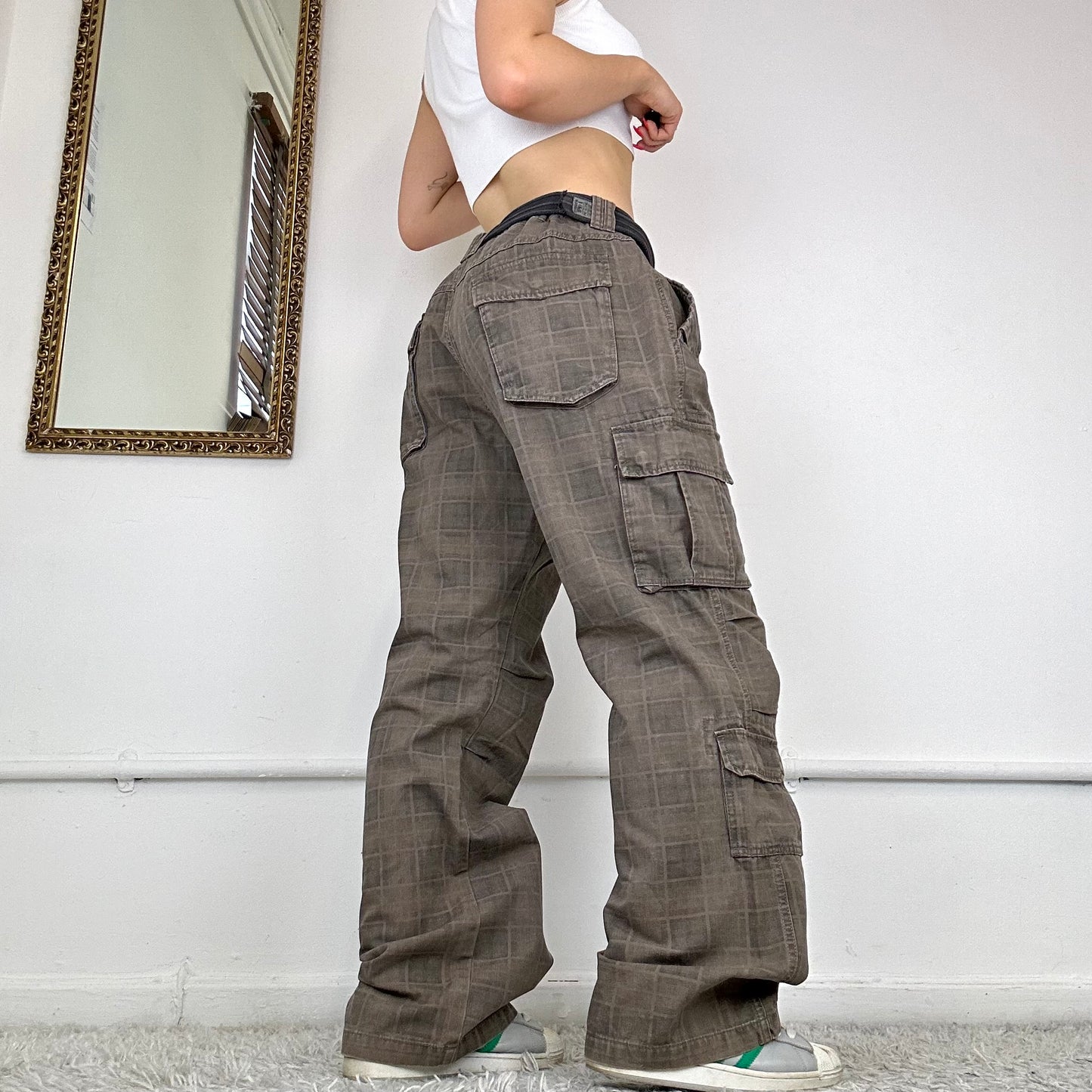 baggy checkered cargo trousers