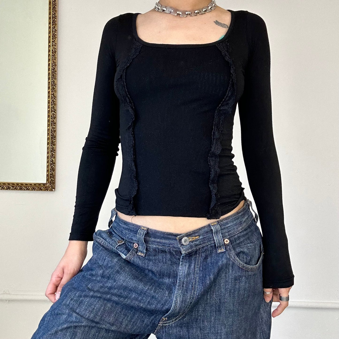 00s esisto black long sleeve top