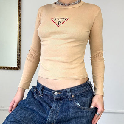 vintage guess beige long sleeve top