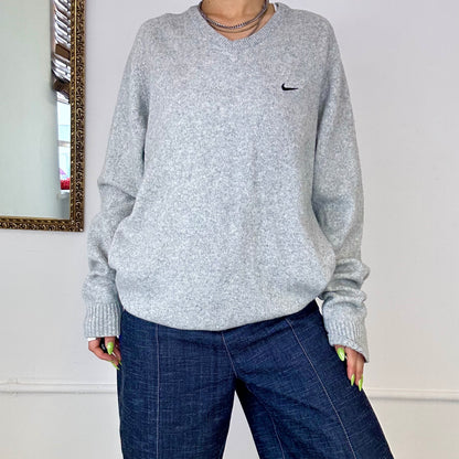 grey vintage knitted nike jumper